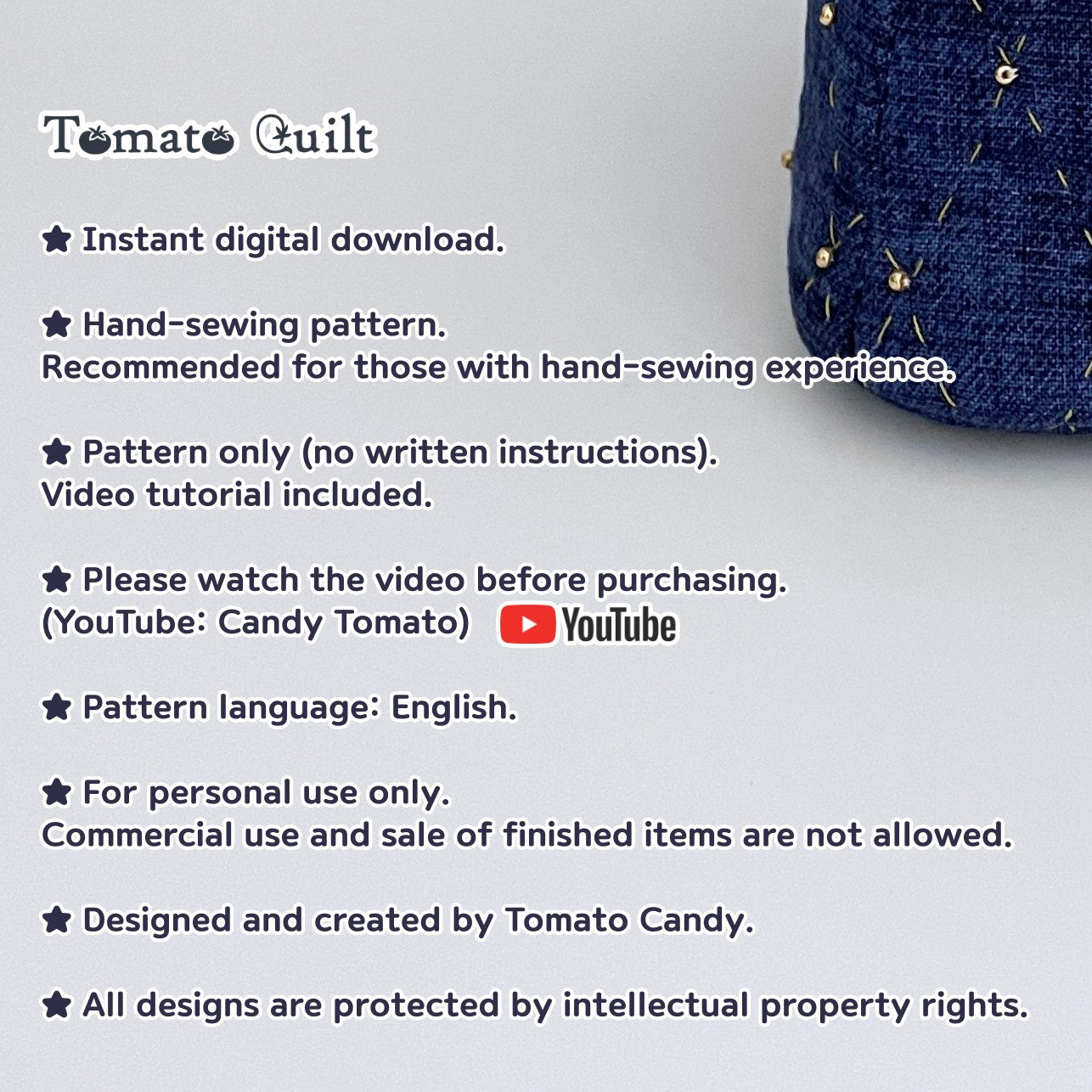 No.277 Diamond Quilted Box Pouch PDF Pattern, 3 Size, Hand Sewing, No Written Instructions, YouTube Tutorial