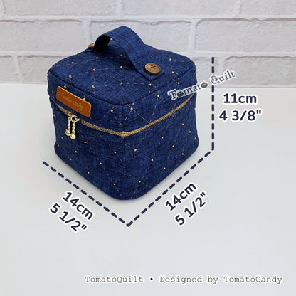 No.277 Diamond Quilted Box Pouch PDF Pattern, 3 Size, Hand Sewing, No Written Instructions, YouTube Tutorial