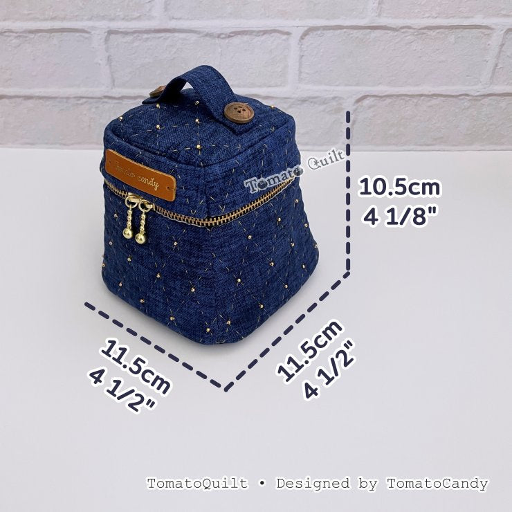 No.277 Diamond Quilted Box Pouch PDF Pattern, 3 Size, Hand Sewing, No Written Instructions, YouTube Tutorial