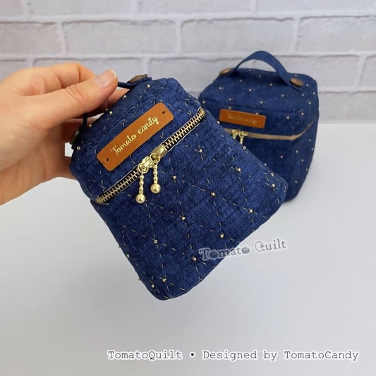 No.277 Diamond Quilted Box Pouch PDF Pattern, 3 Size, Hand Sewing, No Written Instructions, YouTube Tutorial