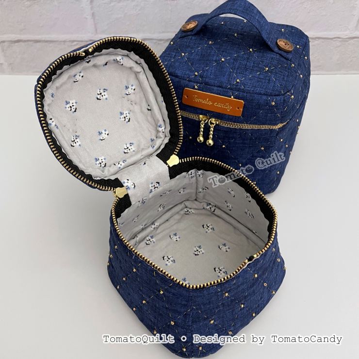 No.277 Diamond Quilted Box Pouch PDF Pattern, 3 Size, Hand Sewing, No Written Instructions, YouTube Tutorial