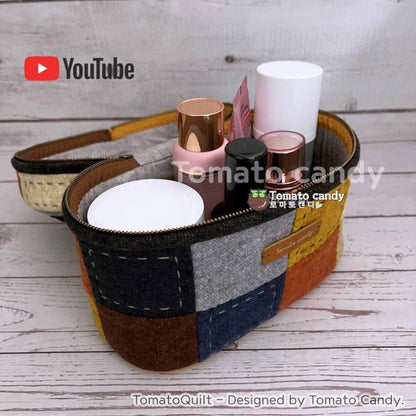 No.169 Square big pouch, Hand Sewing Pattern Only, YouTube Tutorial, No Written Instructions, Instant Download PDF.