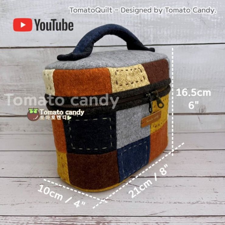 No.169 Square big pouch, Hand Sewing Pattern Only, YouTube Tutorial, No Written Instructions, Instant Download PDF.