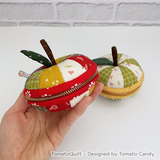 No.253 Chubby Apple Zip Pouch.  No written instructions. Hand-sewing only patterns, Video tutorial included. Instant download.