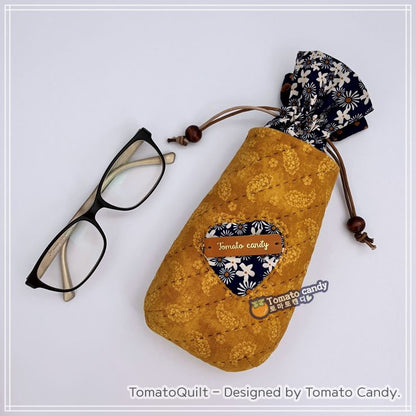 No.212 Mini string pouch & glasses case, Only PDF hand-sewing pattern, YouTube tutorial, No written instructions.