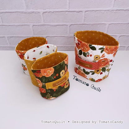 No.284 Connectable Fold-Flat Fabric Basket, PDF Pattern, Hand Sewing, Video Tutorial Only (No Printed Instructions)