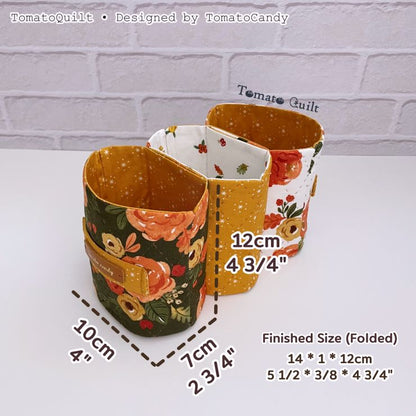 No.284 Connectable Fold-Flat Fabric Basket, PDF Pattern, Hand Sewing, Video Tutorial Only (No Printed Instructions)