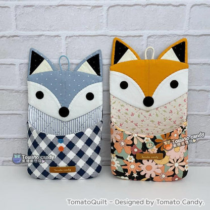 No.257 Fox Wall Hanging Storage Pocket pattern.  Hand Sewing Pattern Only, YouTube Tutorial, No Written Instructions. PDF file