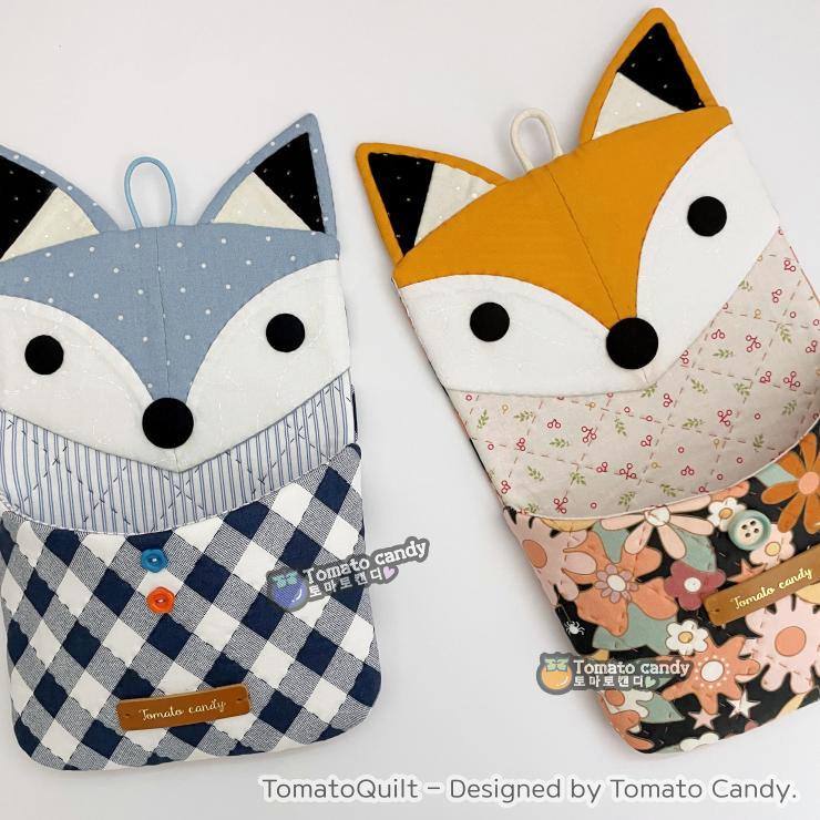 No.257 Fox Wall Hanging Storage Pocket pattern.  Hand Sewing Pattern Only, YouTube Tutorial, No Written Instructions. PDF file