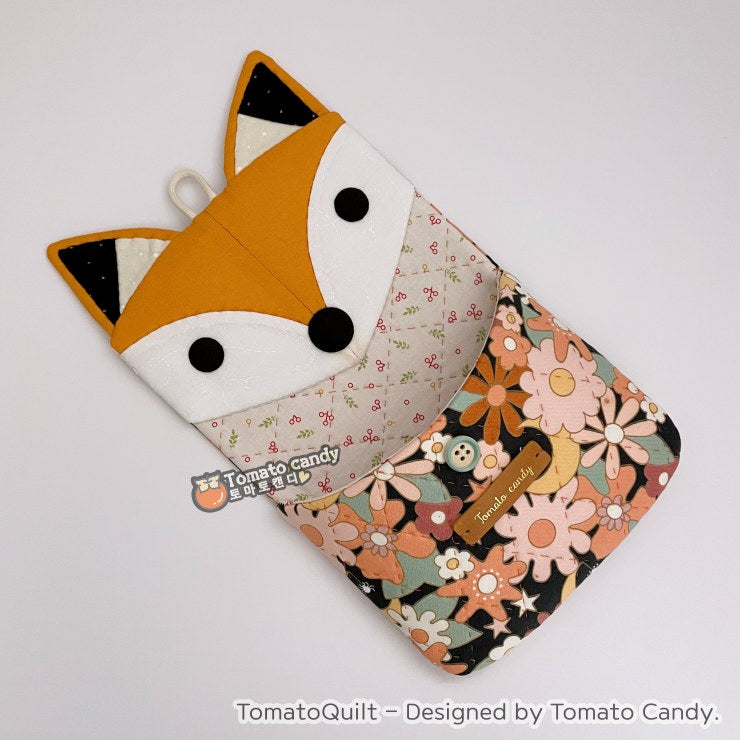 No.257 Fox Wall Hanging Storage Pocket pattern.  Hand Sewing Pattern Only, YouTube Tutorial, No Written Instructions. PDF file