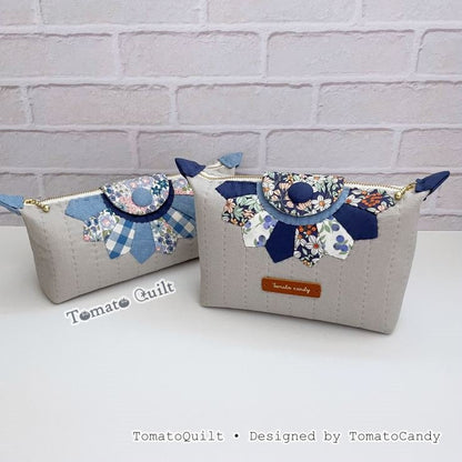 No.286 Quilted Dresden Daily Zipper Pouch, PDF Pattern Only, Hand Sewing, No Written Instructions, YouTube Tutorial