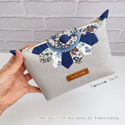 No.286 Quilted Dresden Daily Zipper Pouch, PDF Pattern Only, Hand Sewing, No Written Instructions, YouTube Tutorial
