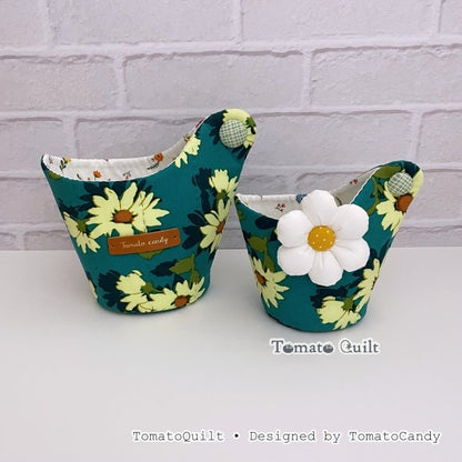 No.288 Small quilted fabric basket, PDF Pattern Only, Hand Sewing, No Written Instructions, YouTube Tutorial