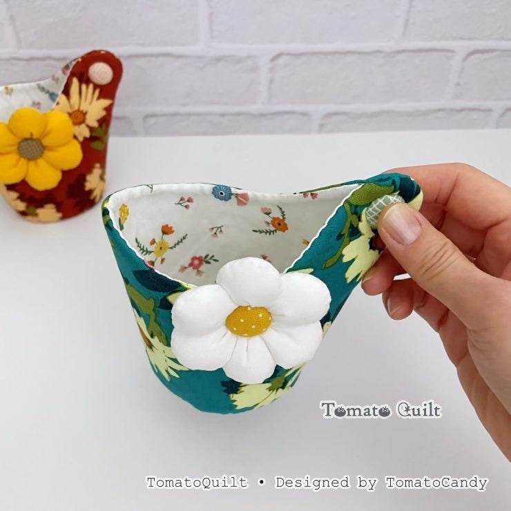 No.288 Small quilted fabric basket, PDF Pattern Only, Hand Sewing, No Written Instructions, YouTube Tutorial