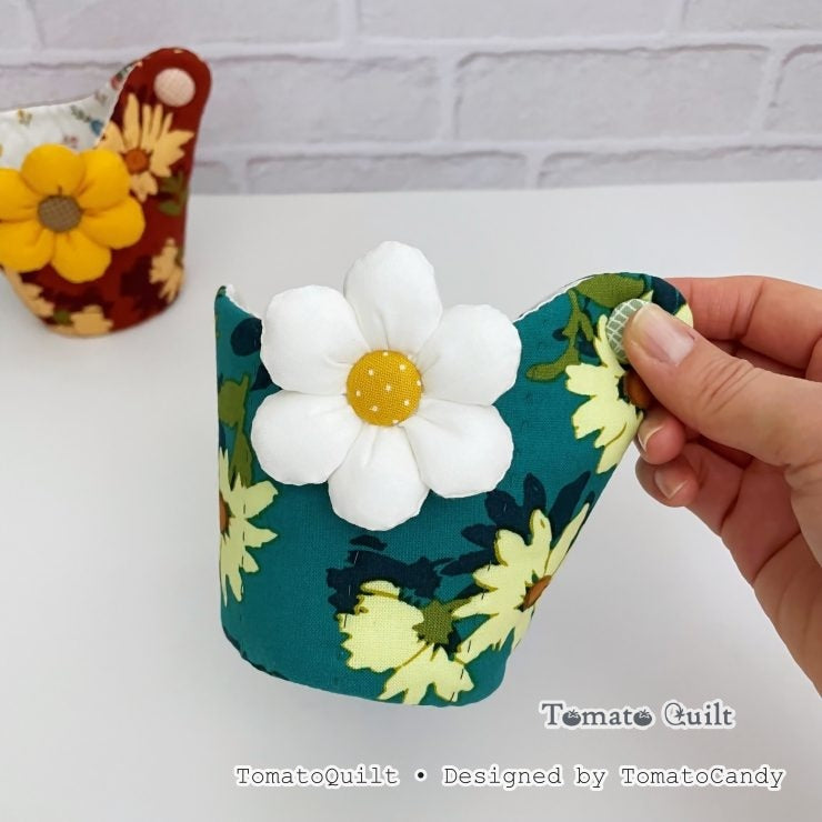 No.288 Small quilted fabric basket, PDF Pattern Only, Hand Sewing, No Written Instructions, YouTube Tutorial