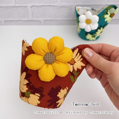 No.288 Small quilted fabric basket, PDF Pattern Only, Hand Sewing, No Written Instructions, YouTube Tutorial