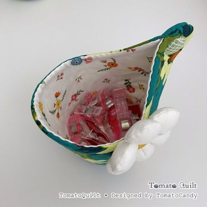 No.288 Small quilted fabric basket, PDF Pattern Only, Hand Sewing, No Written Instructions, YouTube Tutorial