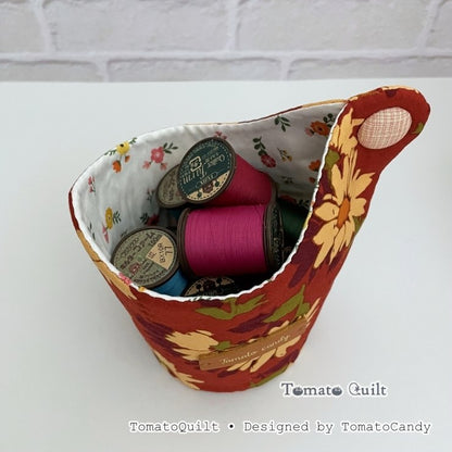No.288 Small quilted fabric basket, PDF Pattern Only, Hand Sewing, No Written Instructions, YouTube Tutorial