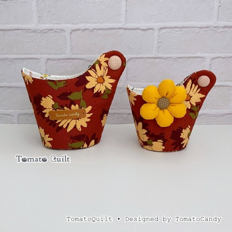 No.288 Small quilted fabric basket, PDF Pattern Only, Hand Sewing, No Written Instructions, YouTube Tutorial