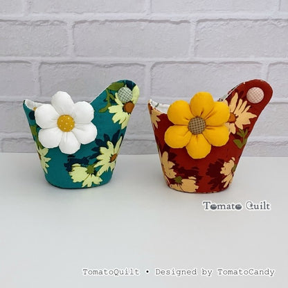 No.288 Small quilted fabric basket, PDF Pattern Only, Hand Sewing, No Written Instructions, YouTube Tutorial