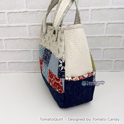 No.073 Tumbler Patchwork Tote Bag pattern. Hand Sewing Pattern Only, YouTube Tutorial, No Written Instructions, Instant Download PDF.