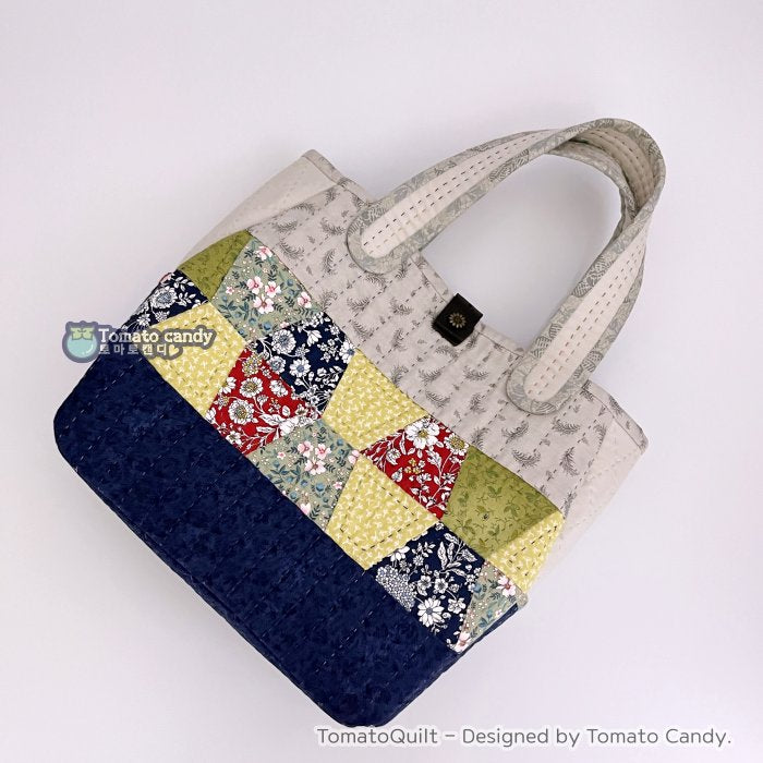 No.073 Tumbler Patchwork Tote Bag pattern. Hand Sewing Pattern Only, YouTube Tutorial, No Written Instructions, Instant Download PDF.