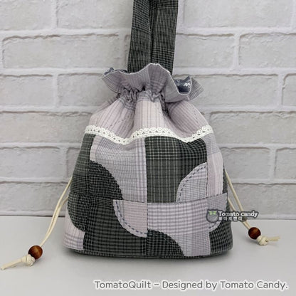 No.083 Quarter-Circle Applique Bucket bag pattern. Hand Sewing Pattern Only, YouTube Tutorial, No Written Instructions, Instant Download PDF.