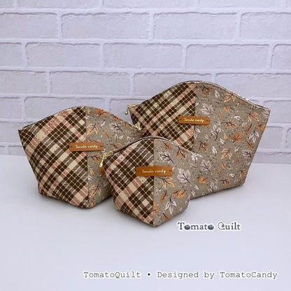 No.289 Quilted Boxy Zipper Pouch PDF Sewing Pattern, 3 Sizes, Hand Sewing, YouTube Tutorial, No Written Instructions