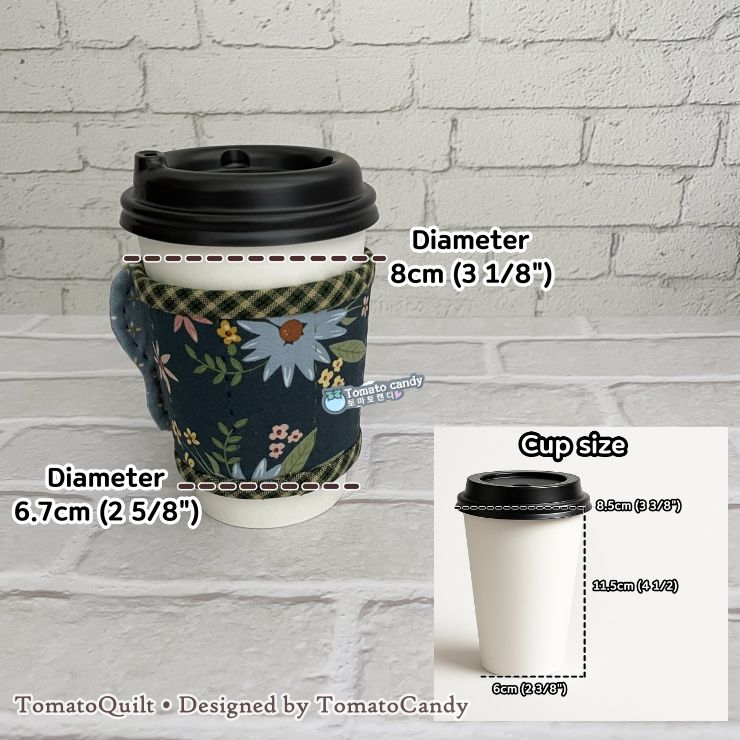 No.263 Cup Sleeve with Heart and Butterfly pattern, Hand Sewing Pattern Only, Video Tutorial, No Written Instructions, Instant Download.