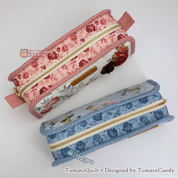 No.265 Simple Pouch Sewing Pattern – Rose Decoration, Cosmetic Bag, Pencil Case, Hand Sewing, No Written Instructions, YouTube Tutorial, PDF
