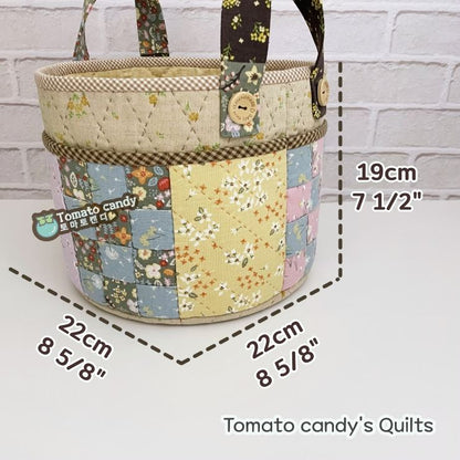 No.239 Pocket Round Fabric Basket. Instant Download PDF. Hand Sewing. Pattern Only, No Written Instructions, , YouTube Tutorial.