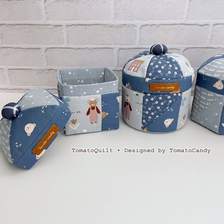 No.267 Patchwork Fabric Box Pattern – 3 Shapes (Round, Square, Hexagon), Hand Sewing, No Written Instructions, YouTube Tutorial, PDF pattern