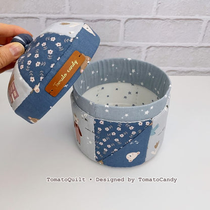 No.267 Patchwork Fabric Box Pattern – 3 Shapes (Round, Square, Hexagon), Hand Sewing, No Written Instructions, YouTube Tutorial, PDF pattern