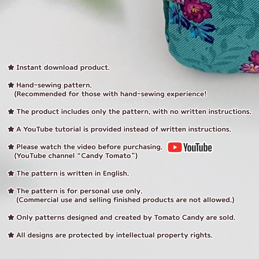 No.270 4-Pocket Multi Pouch Sewing Pattern, Zipper & Cover Pocket Organizer, Hand Stitch PDF Pattern Only.  YouTube, No Written Instructions
