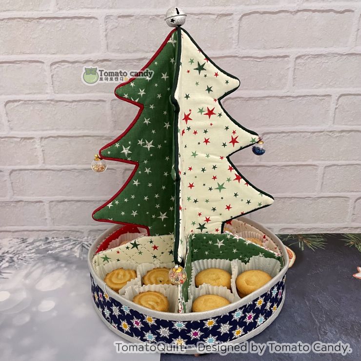 No.245 Christmas Tree Cookie Basket pattern. Instant Download PDF pattern. Hand Sewing. Pattern Only, No Written Instructions, , YouTube Tutorial.