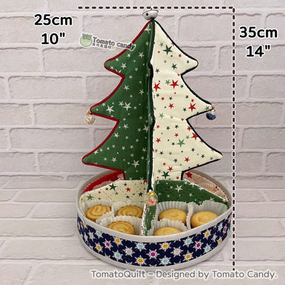 No.245 Christmas Tree Cookie Basket pattern. Instant Download PDF pattern. Hand Sewing. Pattern Only, No Written Instructions, , YouTube Tutorial.