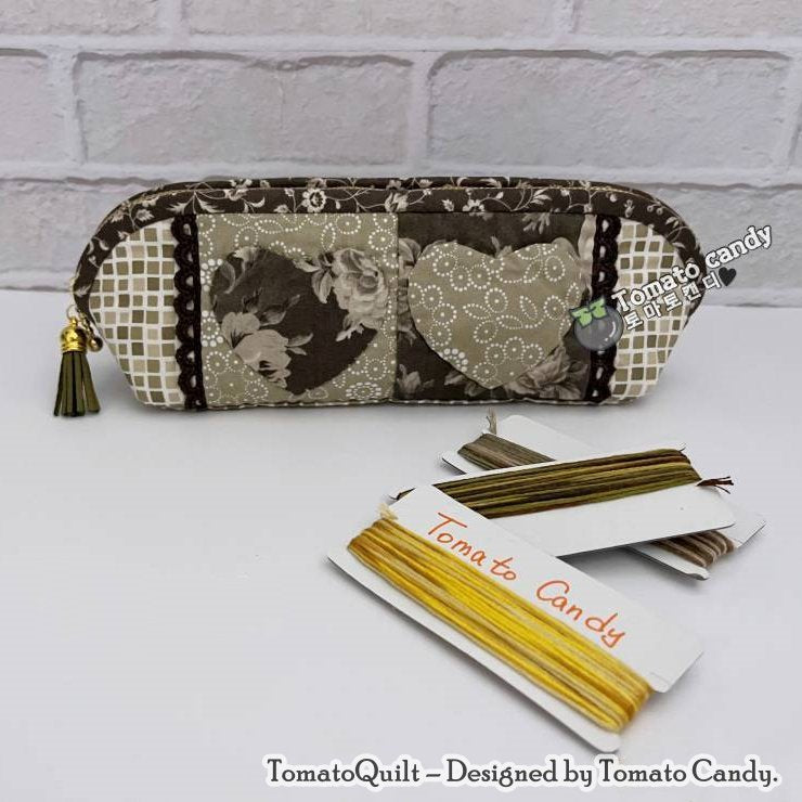 No.004 Heart pencil case pouch. Hand Sewing Pattern Only, No Written Instructions, YouTube Tutorial,  Instant Download PDF.