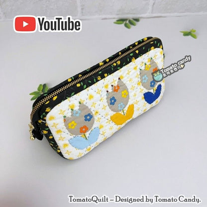 No.032 Tulip triangular pouch, Hand Sewing Pattern Only, YouTube Tutorial, No Written Instructions, Instant Download PDF.