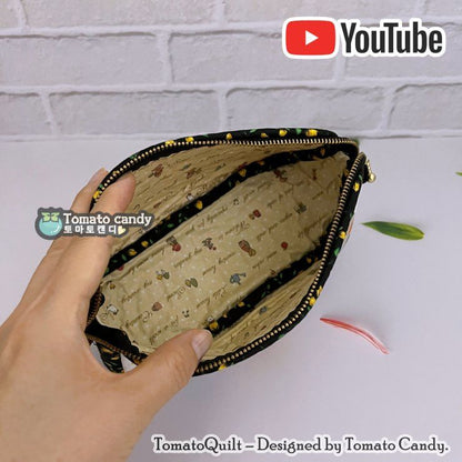 No.032 Tulip triangular pouch, Hand Sewing Pattern Only, YouTube Tutorial, No Written Instructions, Instant Download PDF.