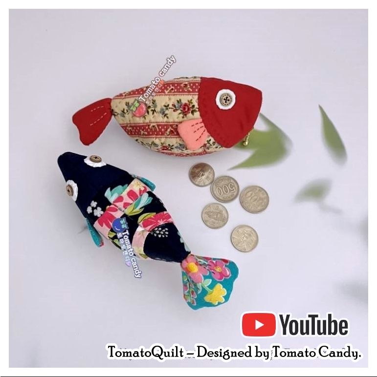 No.036 Fish shape coin purse. Hand Sewing Pattern Only, YouTube Tutorial, No Written Instructions, Instant Download PDF.