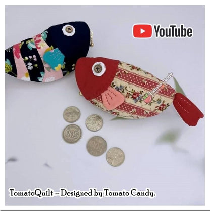 No.036 Fish shape coin purse. Hand Sewing Pattern Only, YouTube Tutorial, No Written Instructions, Instant Download PDF.