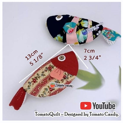 No.036 Fish shape coin purse. Hand Sewing Pattern Only, YouTube Tutorial, No Written Instructions, Instant Download PDF.