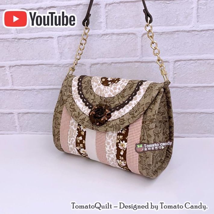 No.039 Round patch mini hand bag. Hand Sewing Pattern Only, YouTube Tutorial, No Written Instructions, Instant Download PDF.