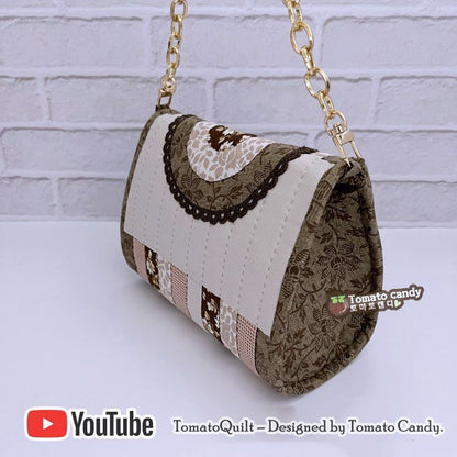 No.039 Round patch mini hand bag. Hand Sewing Pattern Only, YouTube Tutorial, No Written Instructions, Instant Download PDF.