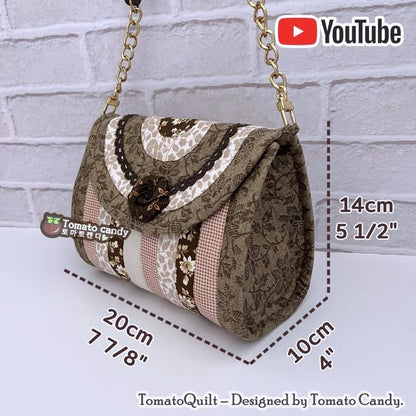 No.039 Round patch mini hand bag. Hand Sewing Pattern Only, YouTube Tutorial, No Written Instructions, Instant Download PDF.