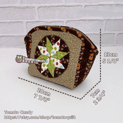 No.049 Diamond patchwork pouch pattern. Hand Sewing Pattern Only, YouTube Tutorial, No Written Instructions.