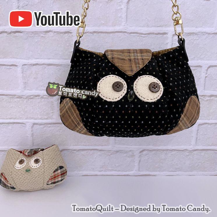 No.055  Owl-shaped handbag (Two sizes), Hand Sewing Pattern Only, YouTube Tutorial, No Written Instructions, Instant Download PDF.