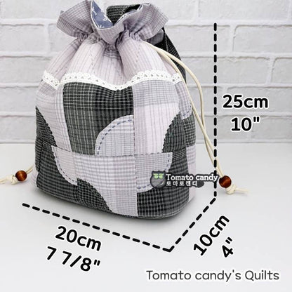 No.083 Quarter-Circle Applique Bucket bag pattern. Hand Sewing Pattern Only, YouTube Tutorial, No Written Instructions, Instant Download PDF.