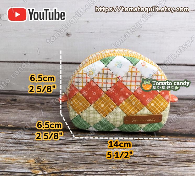 No.089 DIY Patchwork Half-Moon Pouch Pattern, Instant PDF Download, No written instructions, hand-sewing pattern only, YouTube tutorial.