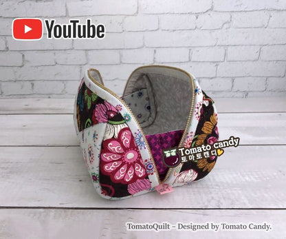 No.093 Fabric Big pouch (Wide). Hand Sewing Pattern Only, YouTube Tutorial, No Written Instructions, Instant Download PDF.